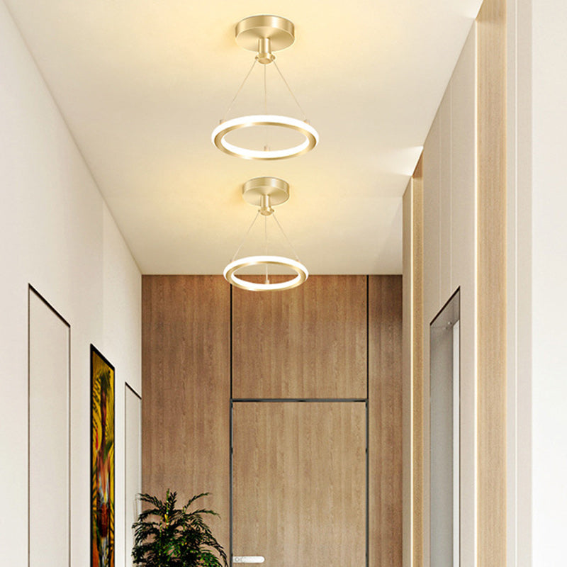 Maliben | Contemporary Nordic Round Metal Silica Led Semi-Flush Mount Ceiling Light For Corridor