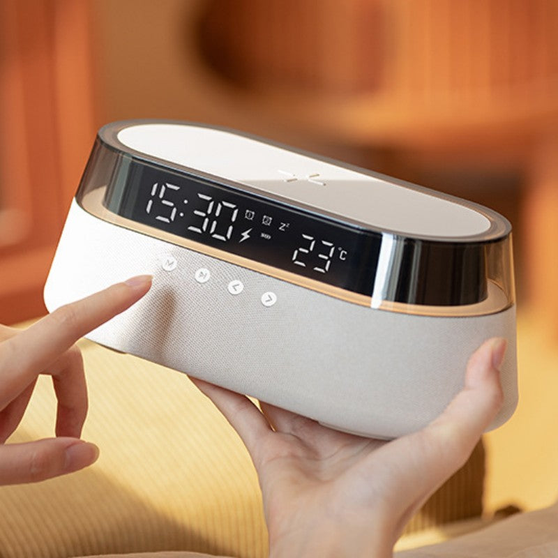 Maliben | Night Light Wireless Charging Alarm Clock Retro Bluetooth Speaker