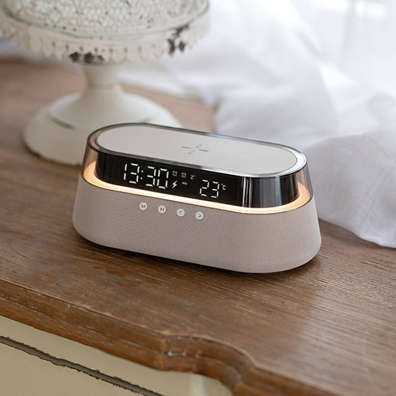 Maliben | Night Light Wireless Charging Alarm Clock Retro Bluetooth Speaker