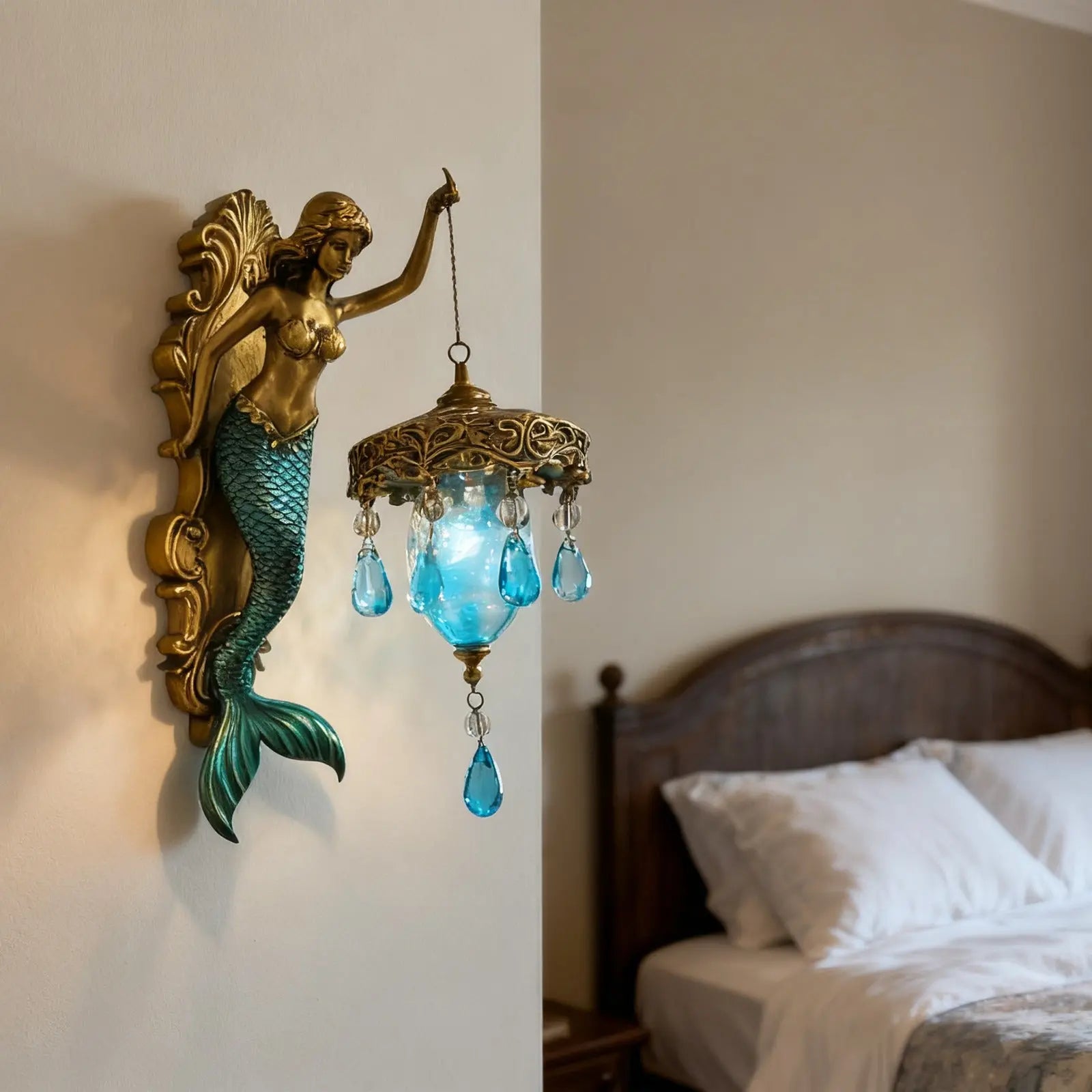 Maliben | Elegant Baroque Mermaid Wall Lamp – Artistic Maritime Wall Lamp For Atmospheric Spaces