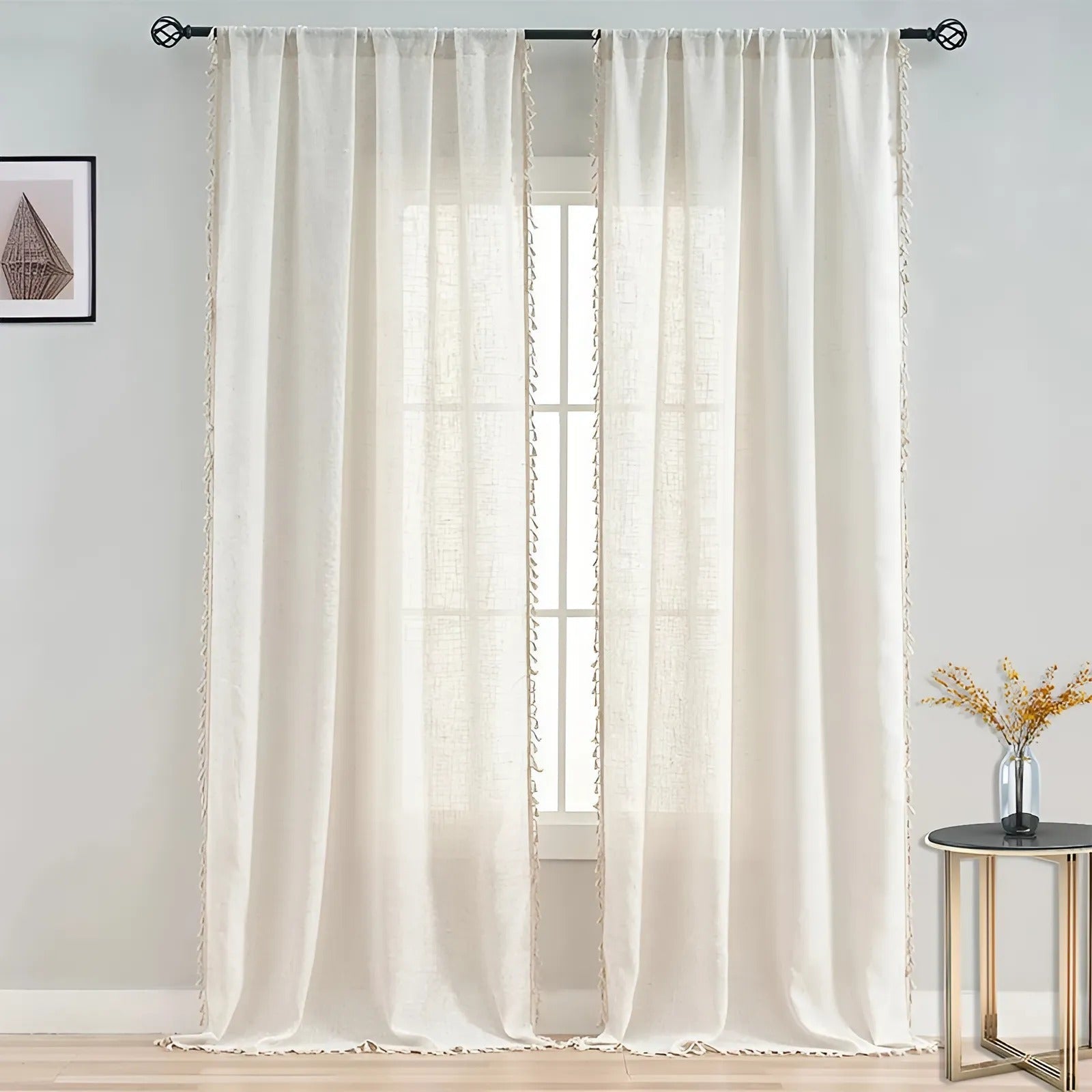 Maliben | Boho Cotton-Linen Semi-Sheer Curtains