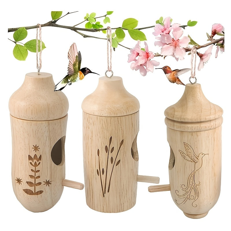 Maliben | Wooden Hanging Hummingbird Nesting House Set