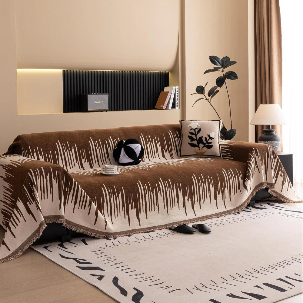 Maliben | Brushstroke Vertical Pattern Chenille Sofa Cover