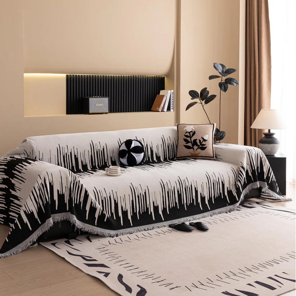 Maliben | Brushstroke Vertical Pattern Chenille Sofa Cover