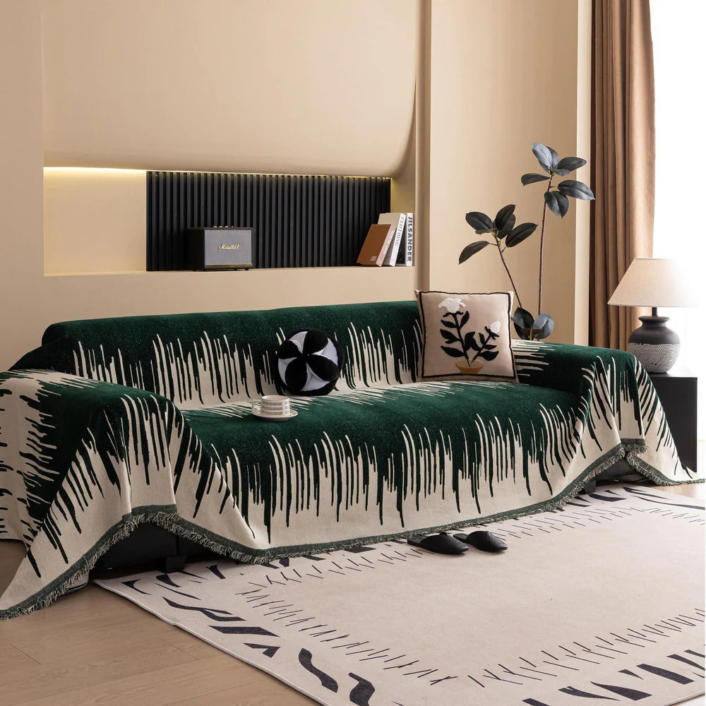 Maliben | Brushstroke Vertical Pattern Chenille Sofa Cover