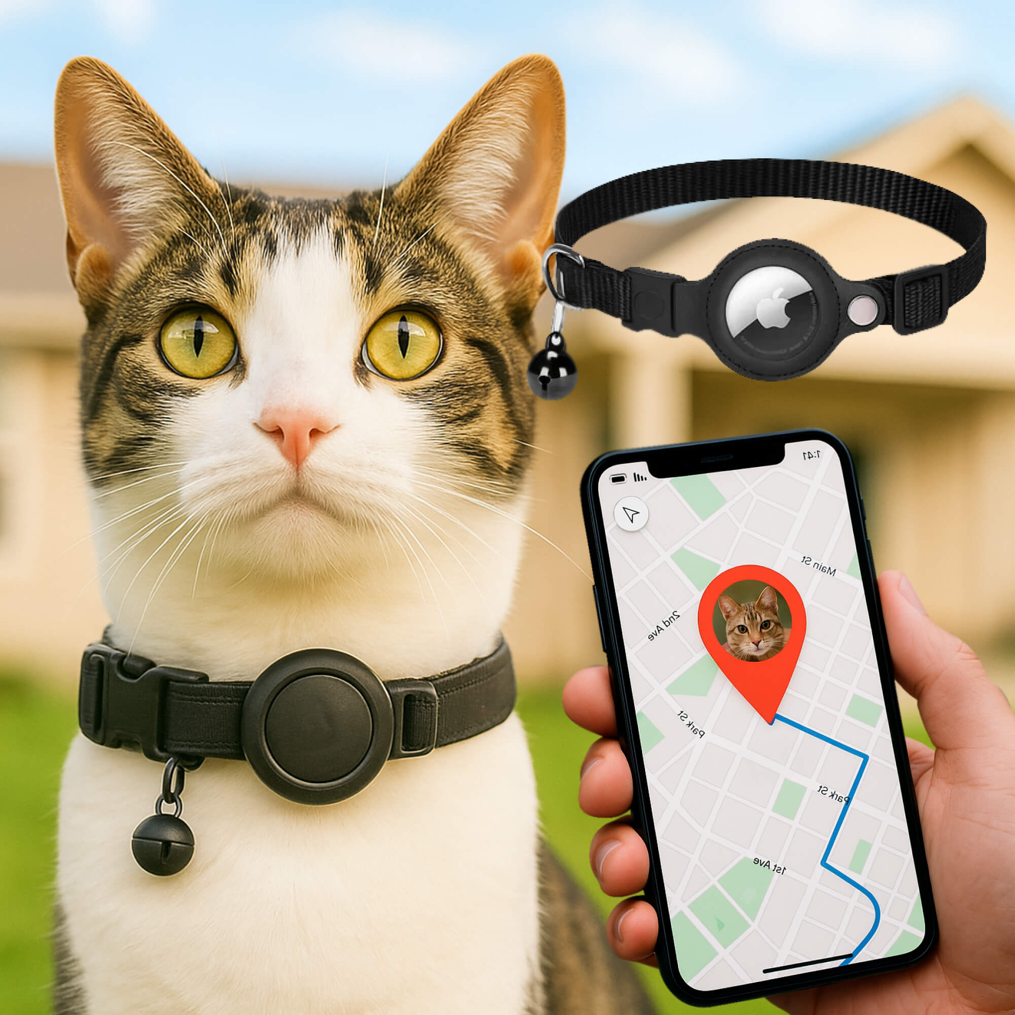 Maliben | Cat GPS Tracker Collar | Quick Release Closure, Reflective Design & Durable for Outdoor Safety Adventures