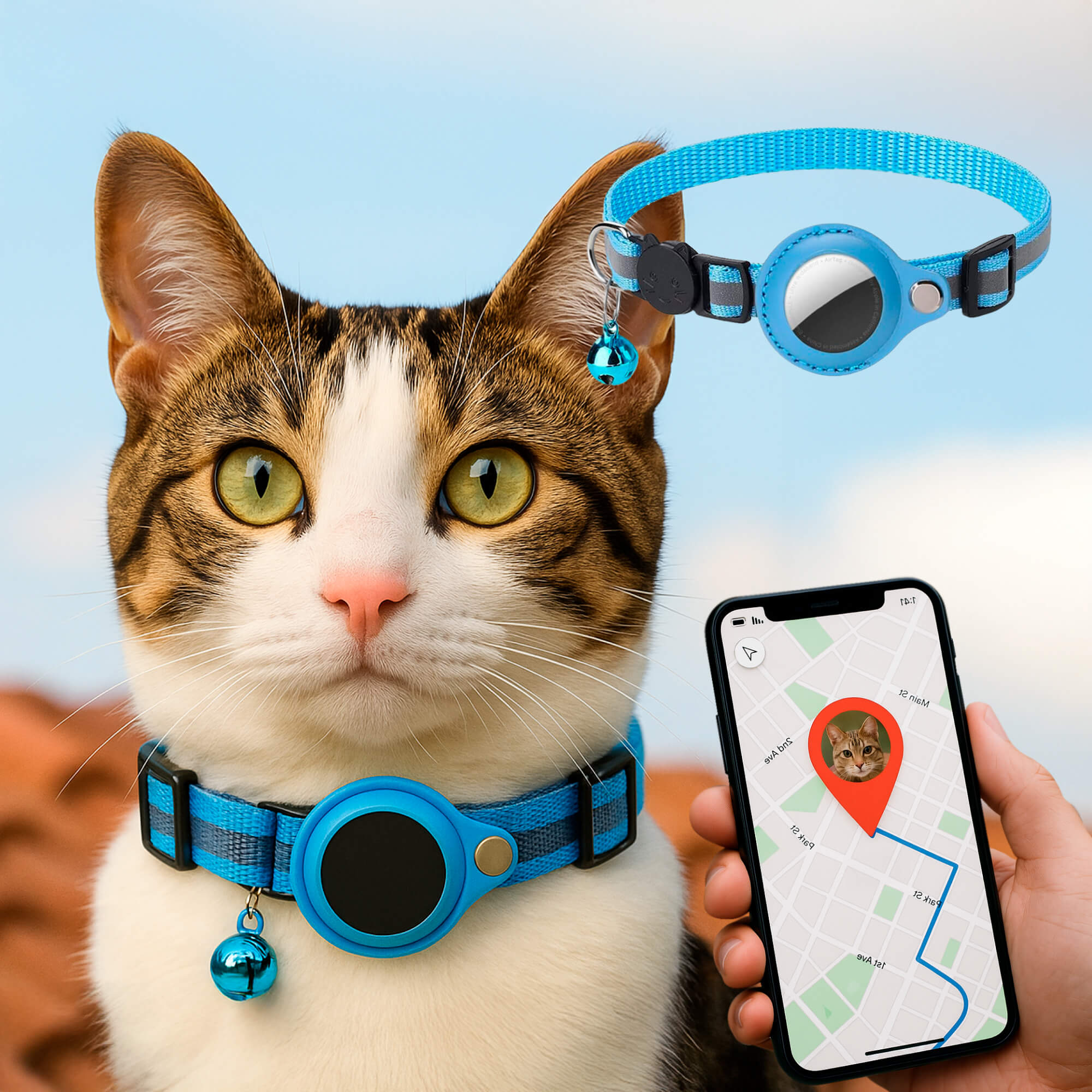 Maliben | Cat GPS Tracker Collar | Quick Release Closure, Reflective Design & Durable for Outdoor Safety Adventures