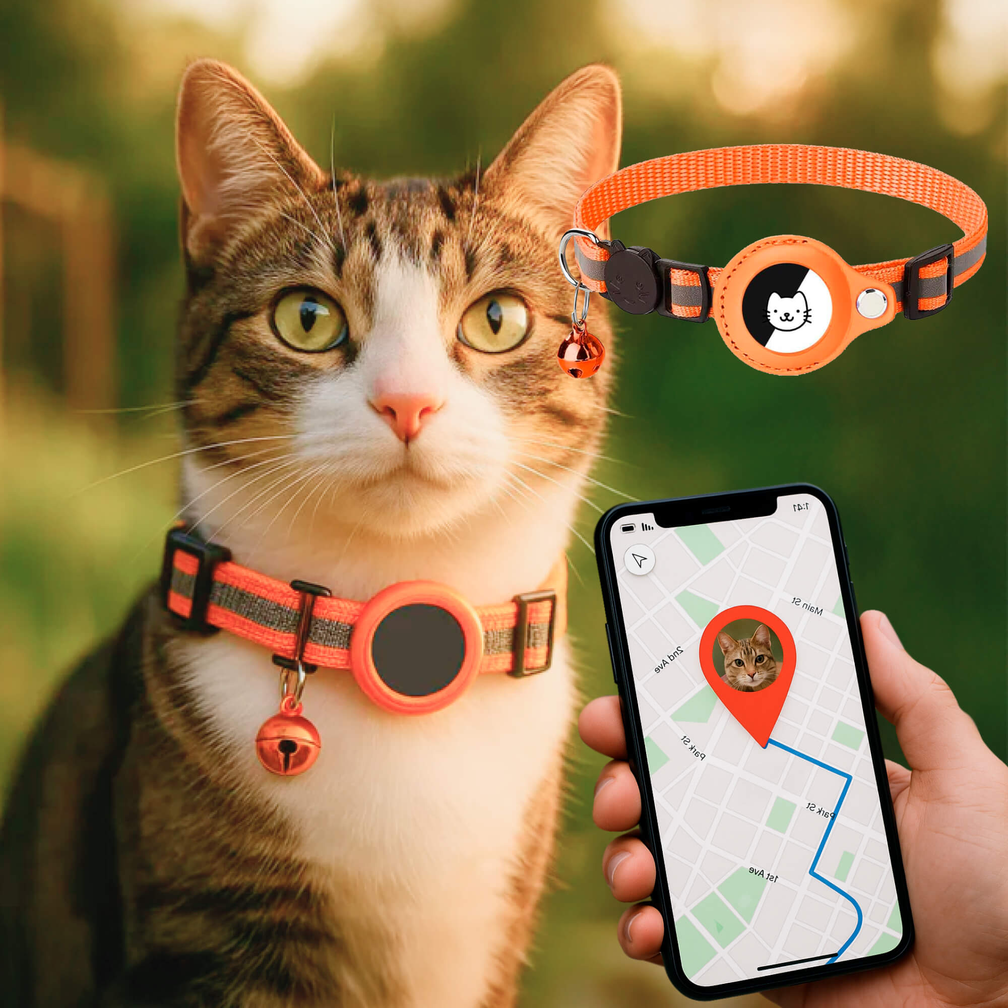 Maliben | Cat GPS Tracker Collar | Quick Release Closure, Reflective Design & Durable for Outdoor Safety Adventures