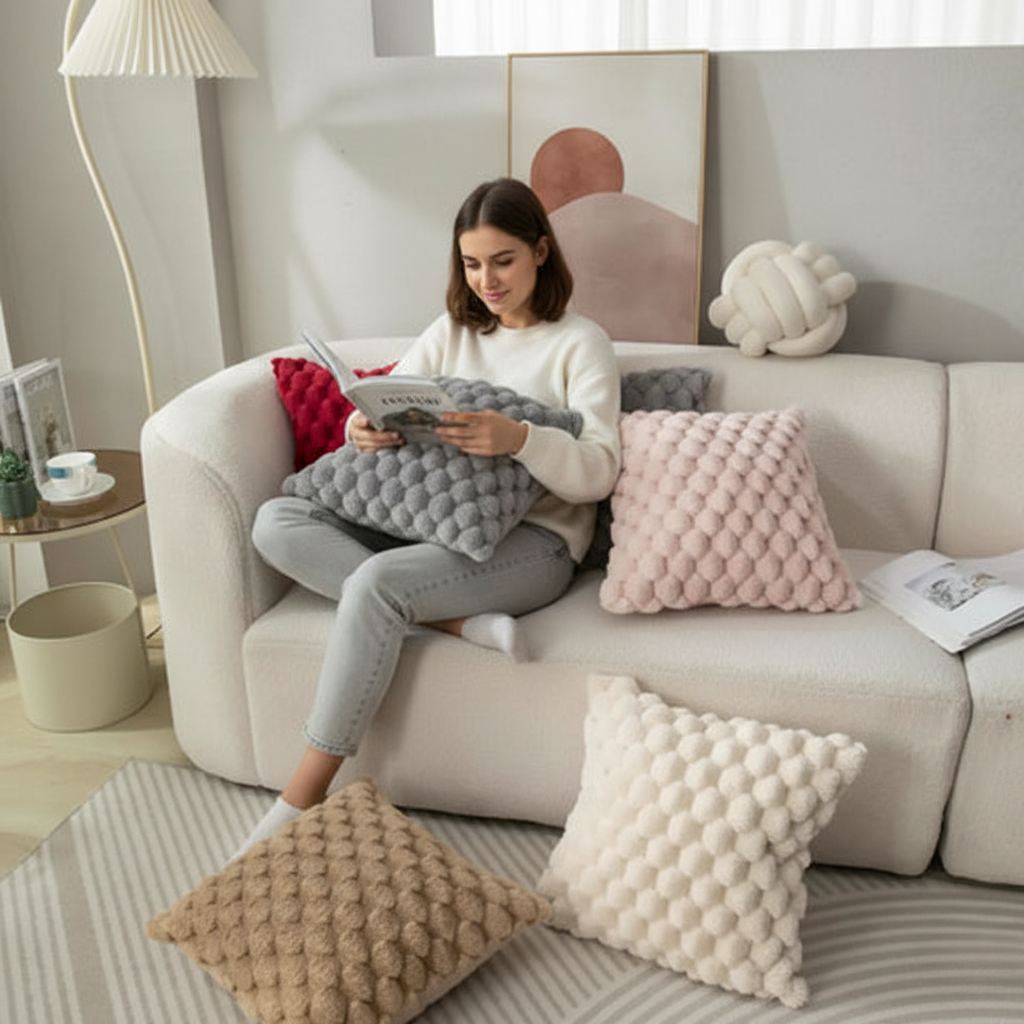Maliben | Cushion Cover Made Of Cotton Blend With Fluffy 3d Feel