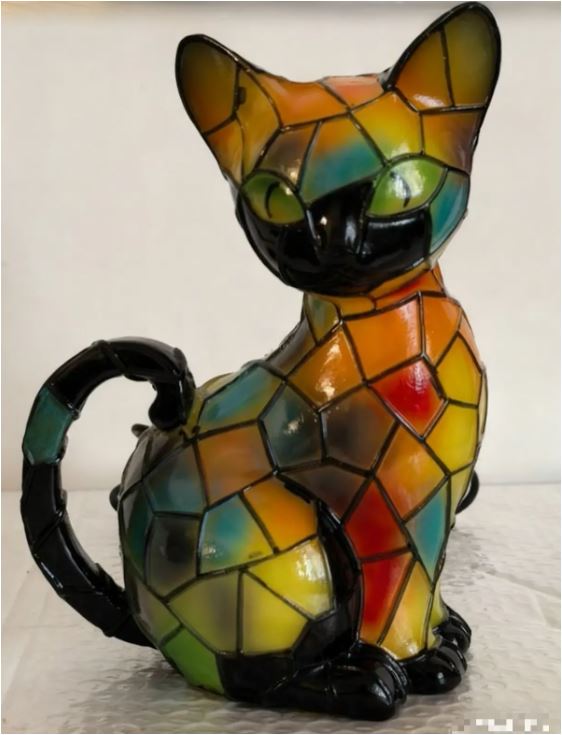 Maliben | Stained Glass Cat-Shaped Table Lamp With Led Lighting – 30-36 Cm