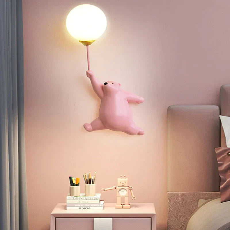 Maliben | Children's Wall Lamp Lumibär | Cartoon Design With 3d Moon | Gentle Night Light | 19×36 Cm