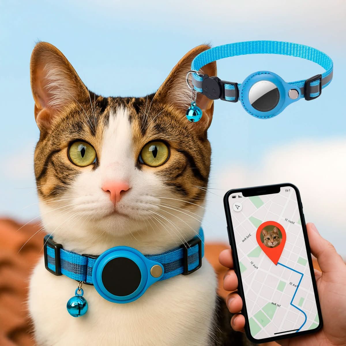 Maliben | GPS Cat Collar with Reflective Design and Safety Closure