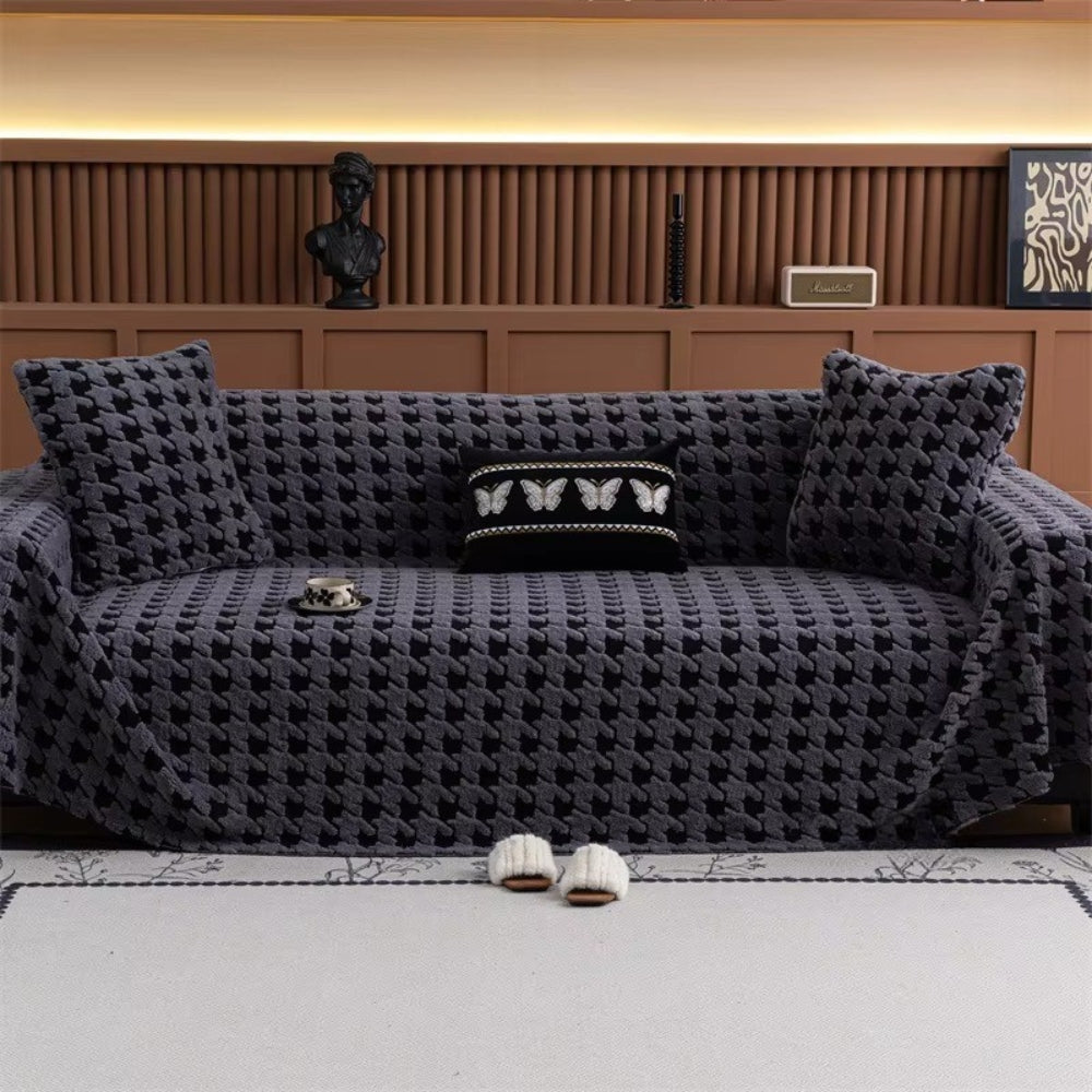 Maliben | Cavalli Houndstooth Plush Sofa Cover