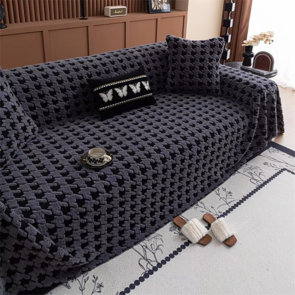 Maliben | Cavalli Houndstooth Plush Sofa Cover