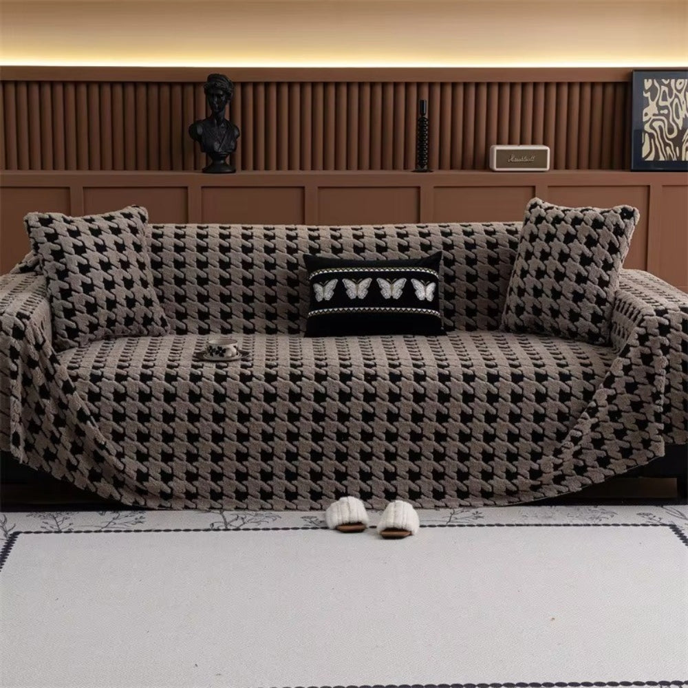 Maliben | Cavalli Houndstooth Plush Sofa Cover