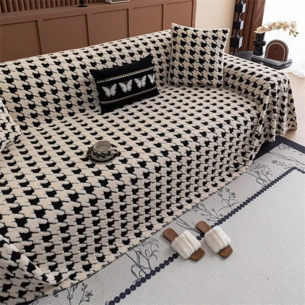 Maliben | Cavalli Houndstooth Plush Sofa Cover