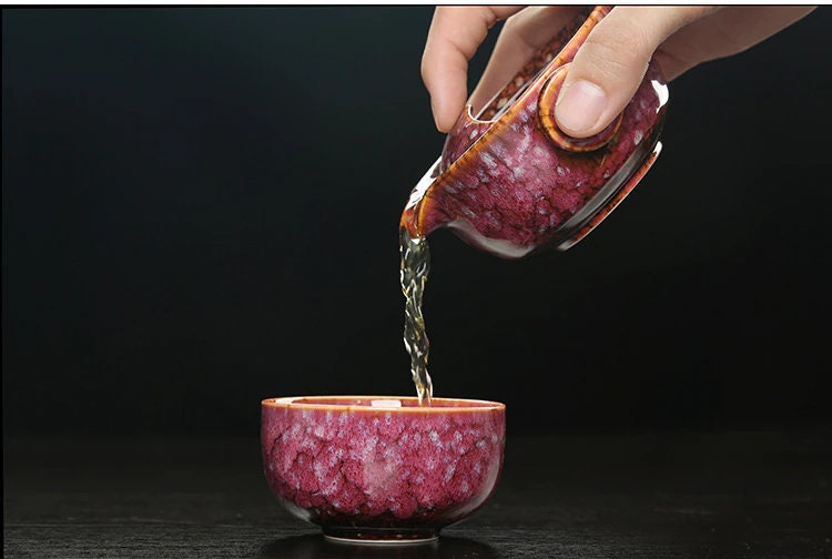 Maliben | Ceramic Gaiwan Set kuai ke Tea Set Camping Kung Fu Tea Set 1 Teapot 1 Cup Travel Teapot Coffee Cup Water Mug Office Kettle Drinking Utensils