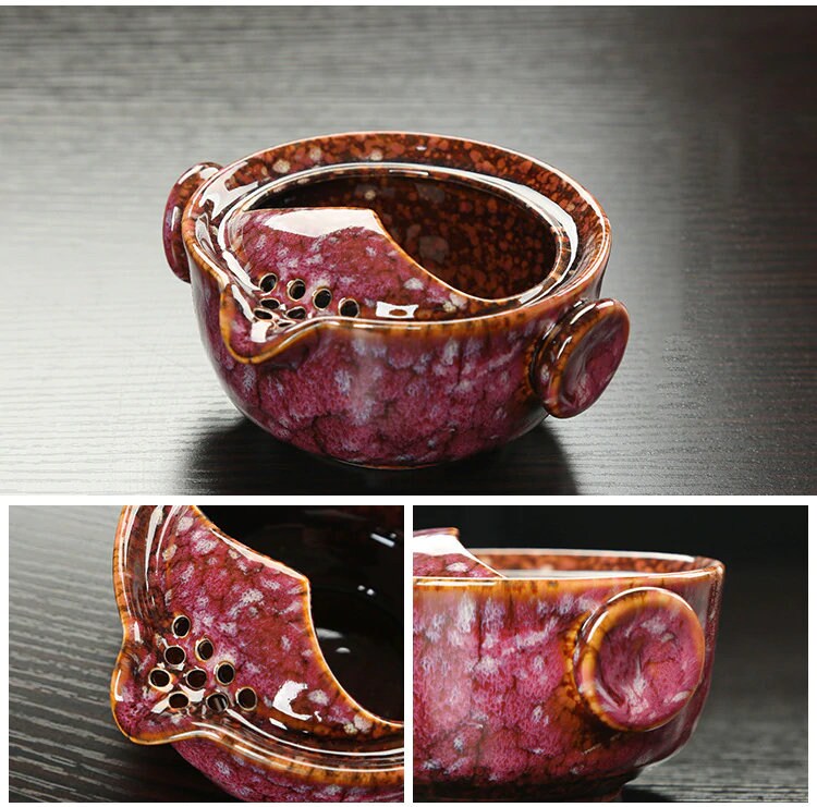 Maliben | Ceramic Gaiwan Set kuai ke Tea Set Camping Kung Fu Tea Set 1 Teapot 1 Cup Travel Teapot Coffee Cup Water Mug Office Kettle Drinking Utensils