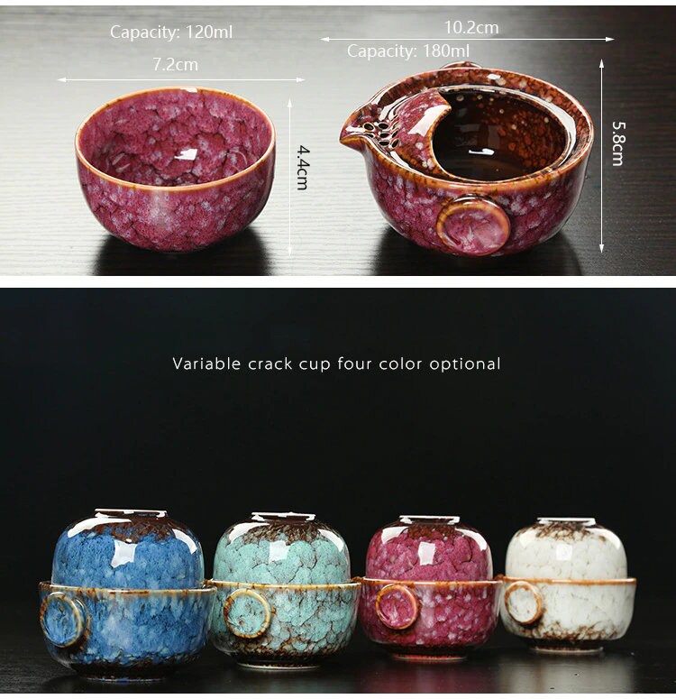 Maliben | Ceramic Gaiwan Set kuai ke Tea Set Camping Kung Fu Tea Set 1 Teapot 1 Cup Travel Teapot Coffee Cup Water Mug Office Kettle Drinking Utensils