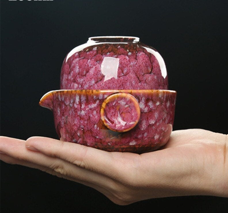 Maliben | Ceramic Gaiwan Set kuai ke Tea Set Camping Kung Fu Tea Set 1 Teapot 1 Cup Travel Teapot Coffee Cup Water Mug Office Kettle Drinking Utensils