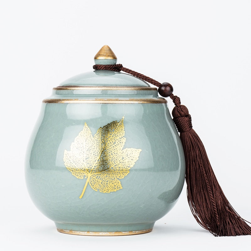 Maliben | Ceramic Teapot Tea Cajon Tea Box Storage Tea Container Moisture-Proof Sealed Tank Storage Tank Candy Jar Storage Box