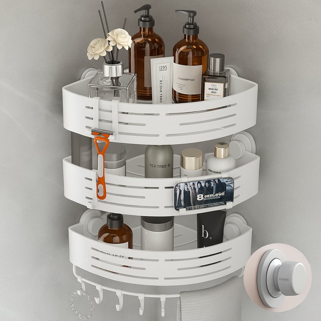 MAliben | Caddycraft Triangular Shower Organizer | Maximize Space With a Stylish, Versatile Caddy