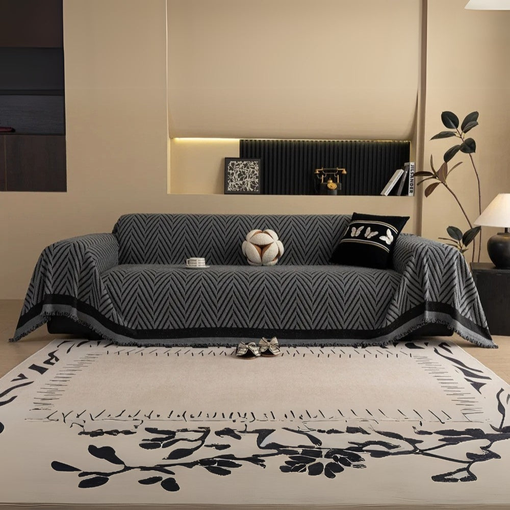 Maliben | Chevron Herringbone Tassel Sofa Cover