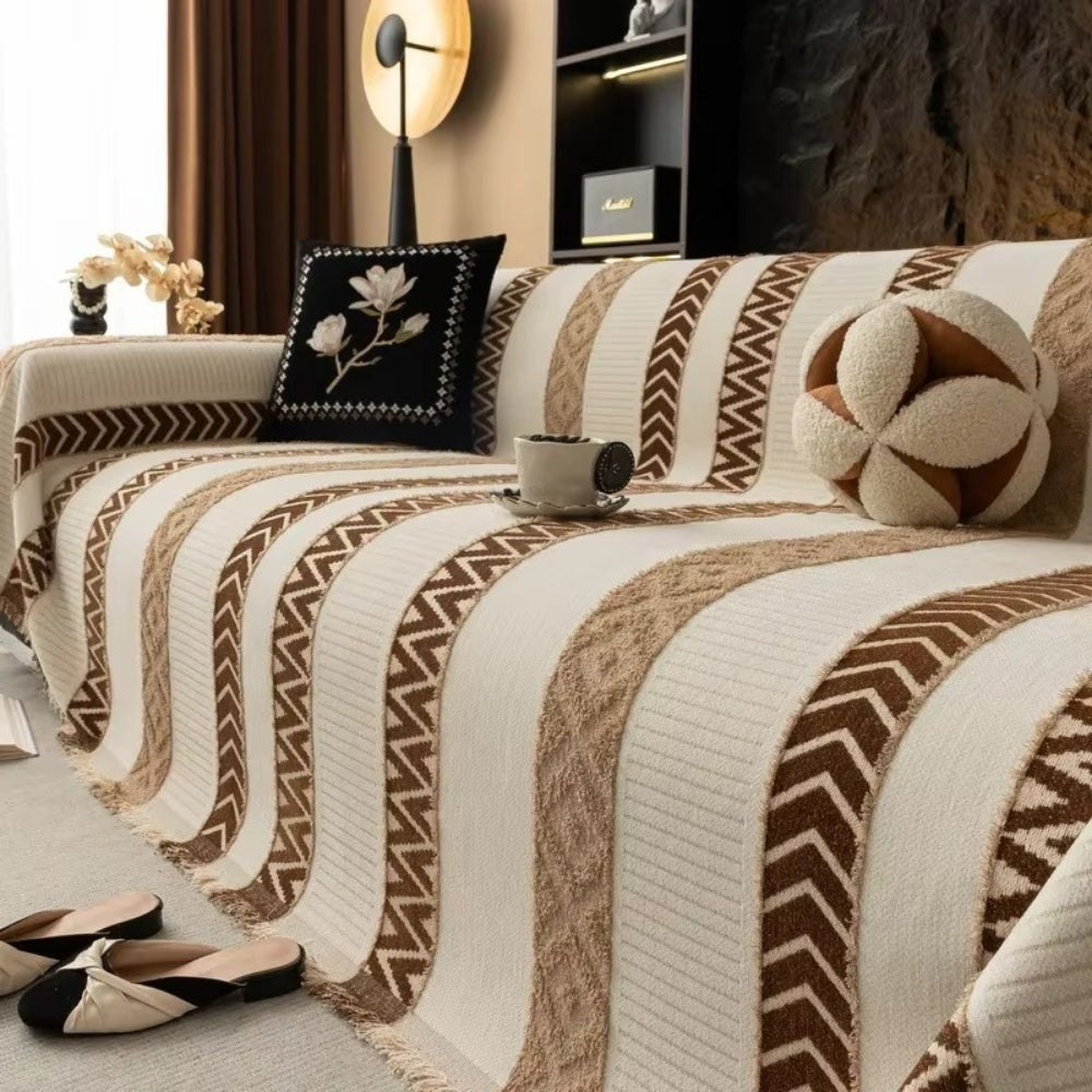 Maliben | Chevron Pattern Chenille Sofa Cover