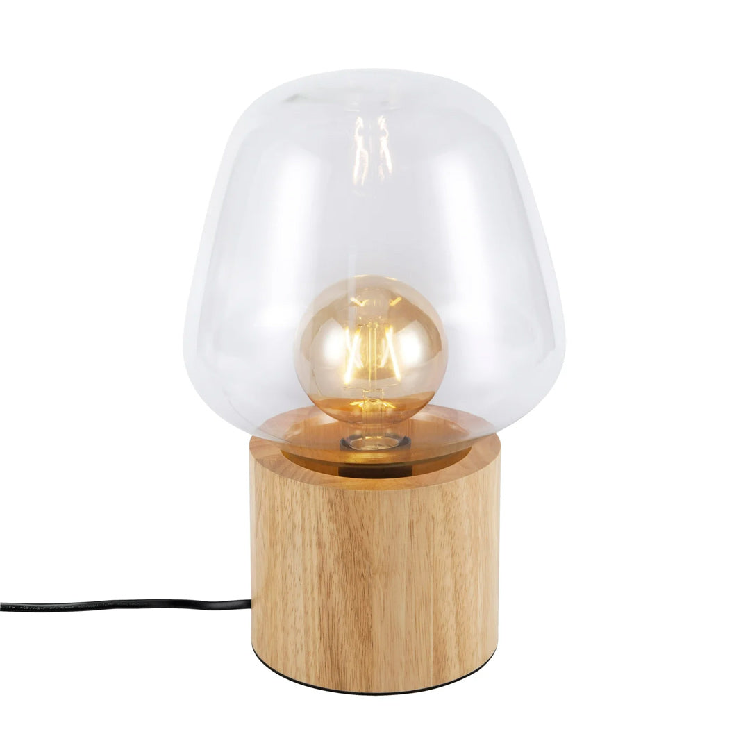 Maliben | Elegant Wooden Lamp With Glass Bowl – Stylish Addition To Any Interior