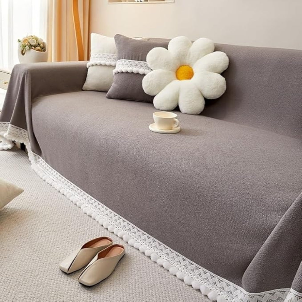 Maliben | Classic Chenille Lace Edge Sofa Cover