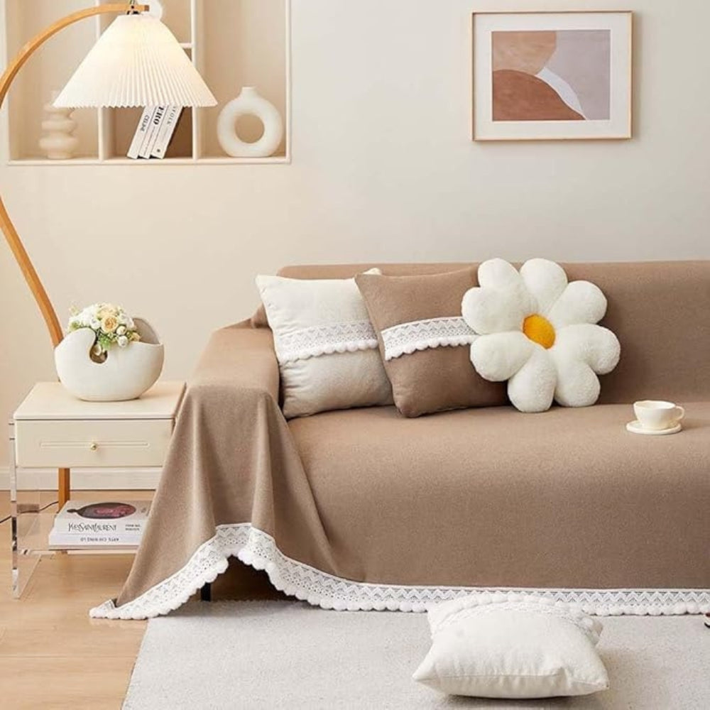Maliben | Classic Chenille Lace Edge Sofa Cover