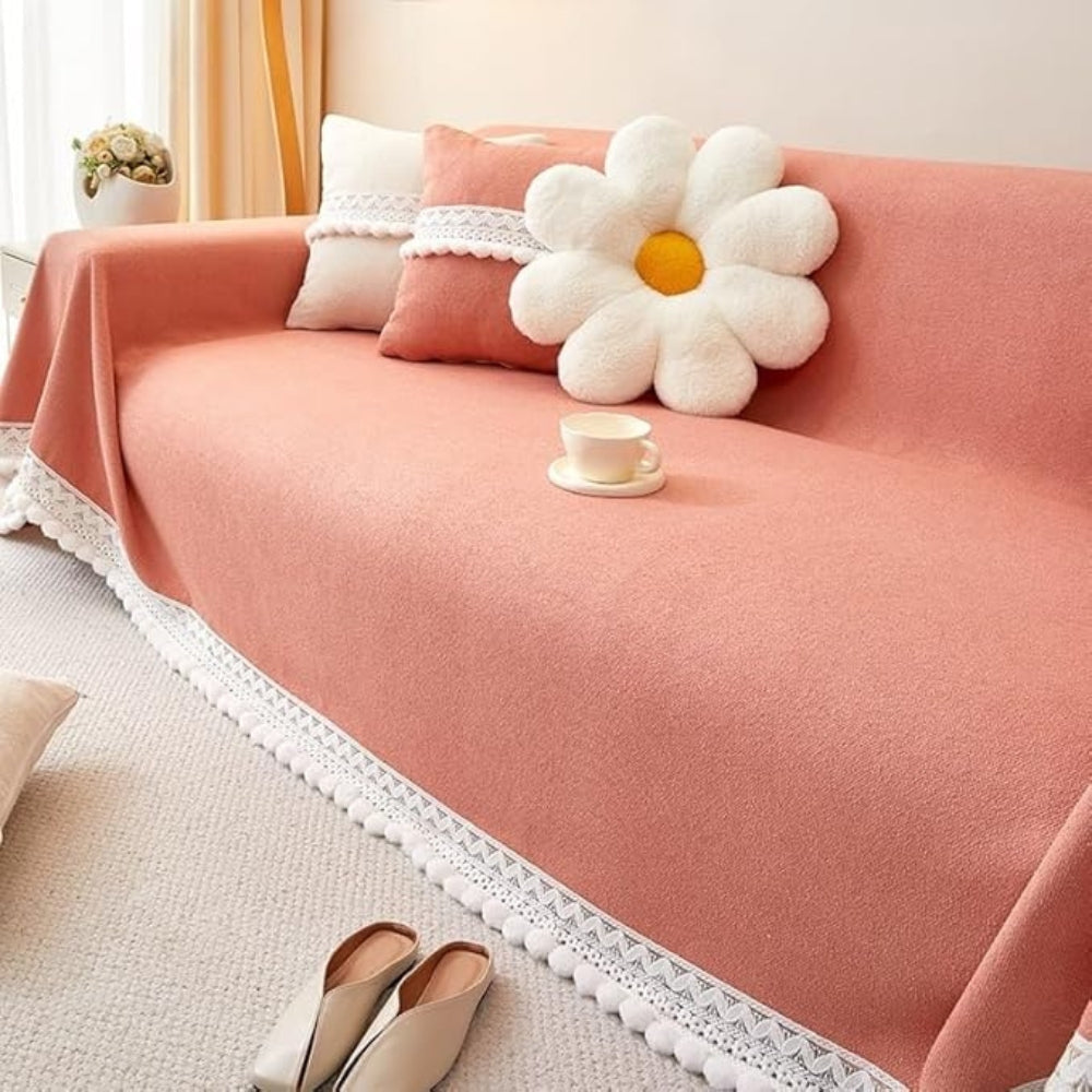 Maliben | Classic Chenille Lace Edge Sofa Cover