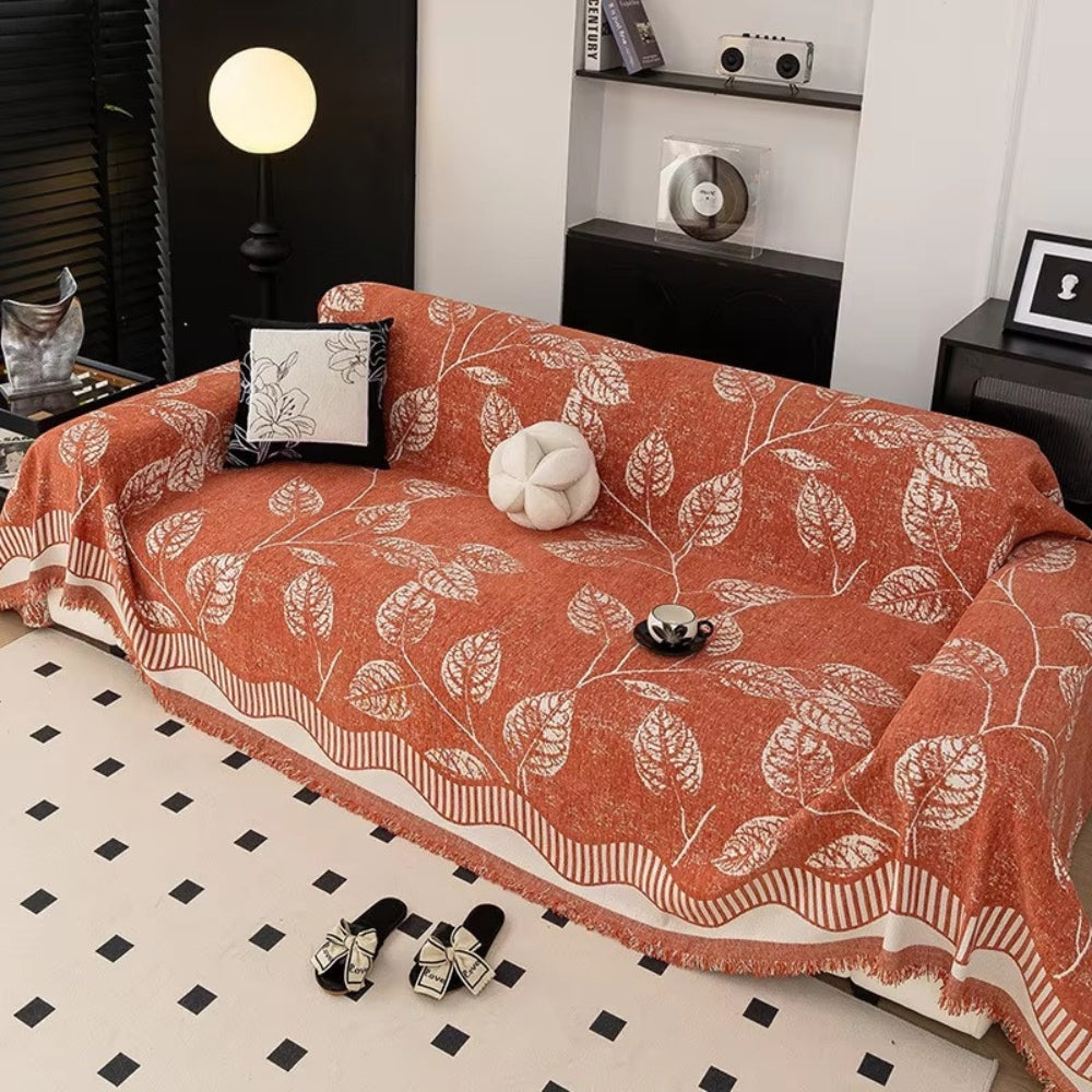 Maliben | Classic Chenille Leaf Sofa Cover