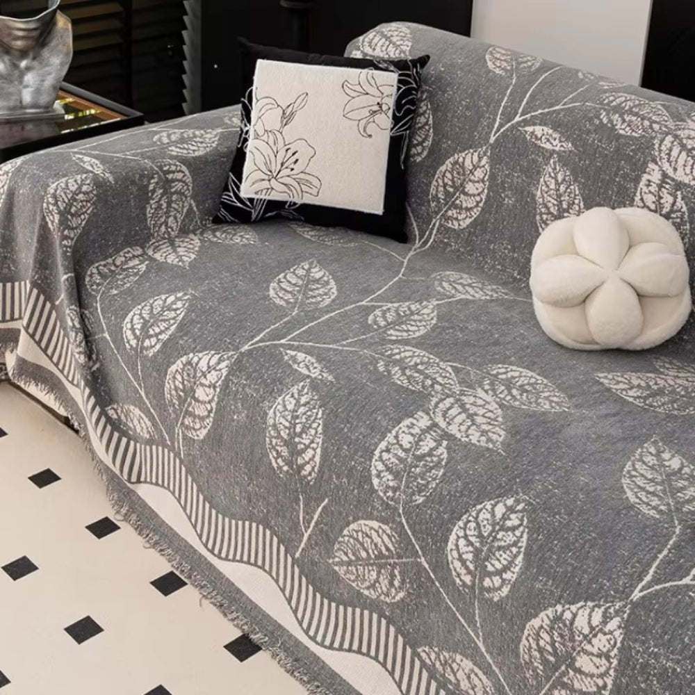 Maliben | Classic Chenille Leaf Sofa Cover