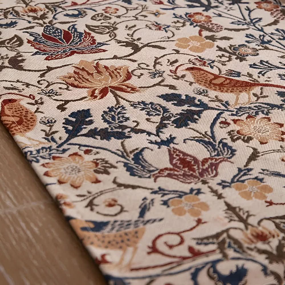 Maliben | Elegant Table Runner With Flower And Bird Design