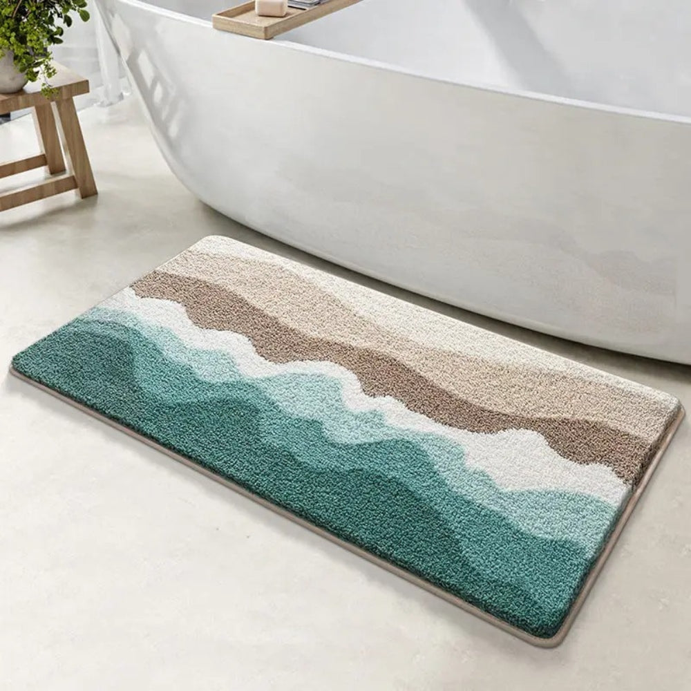 Maliben | Coastal Wave Pattern Non-Slip Bath Mat