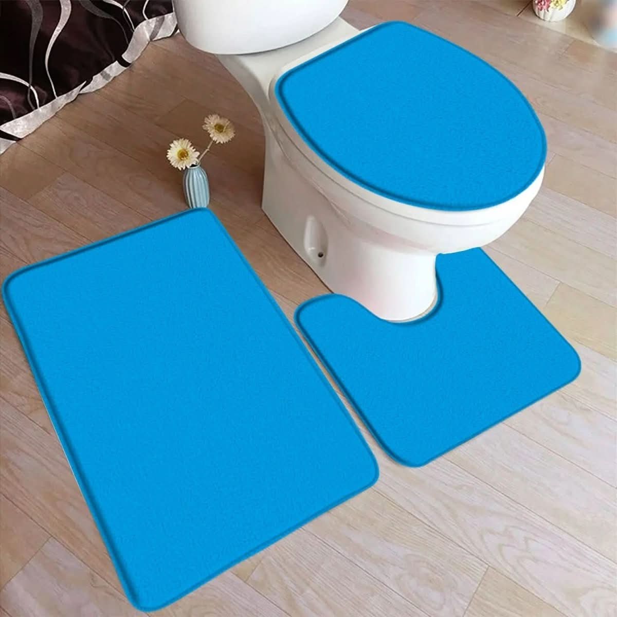 Maliben | 3-Piece Bath Rug Set With Non-Slip Flannel Surface