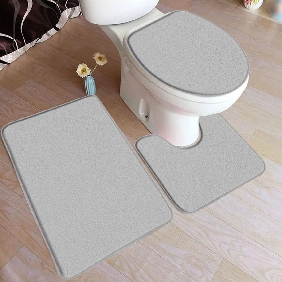 Maliben | 3-Piece Bath Rug Set With Non-Slip Flannel Surface