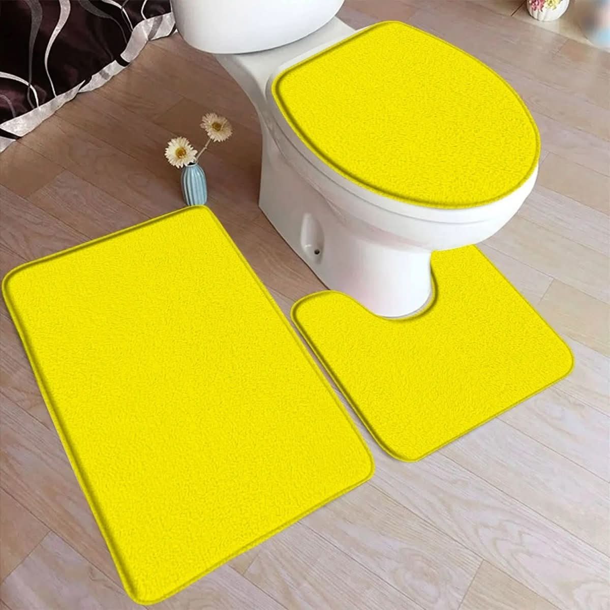 Maliben | 3-Piece Bath Rug Set With Non-Slip Flannel Surface