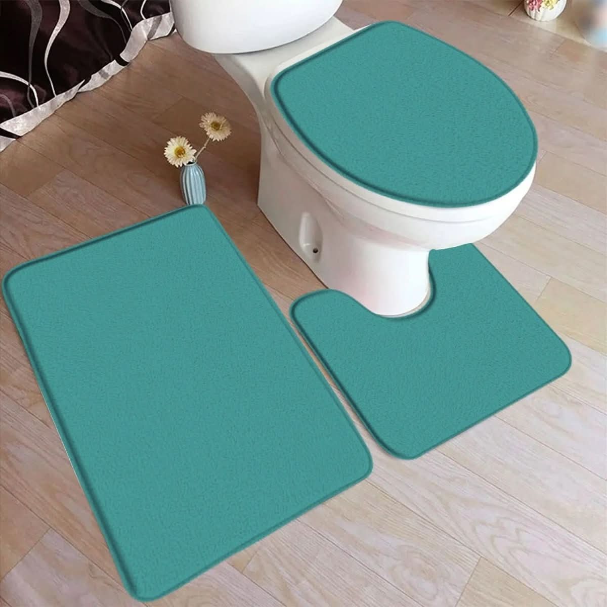 Maliben | 3-Piece Bath Rug Set With Non-Slip Flannel Surface