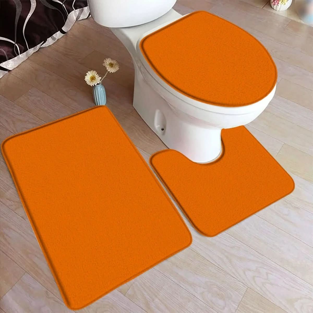 Maliben | 3-Piece Bath Rug Set With Non-Slip Flannel Surface
