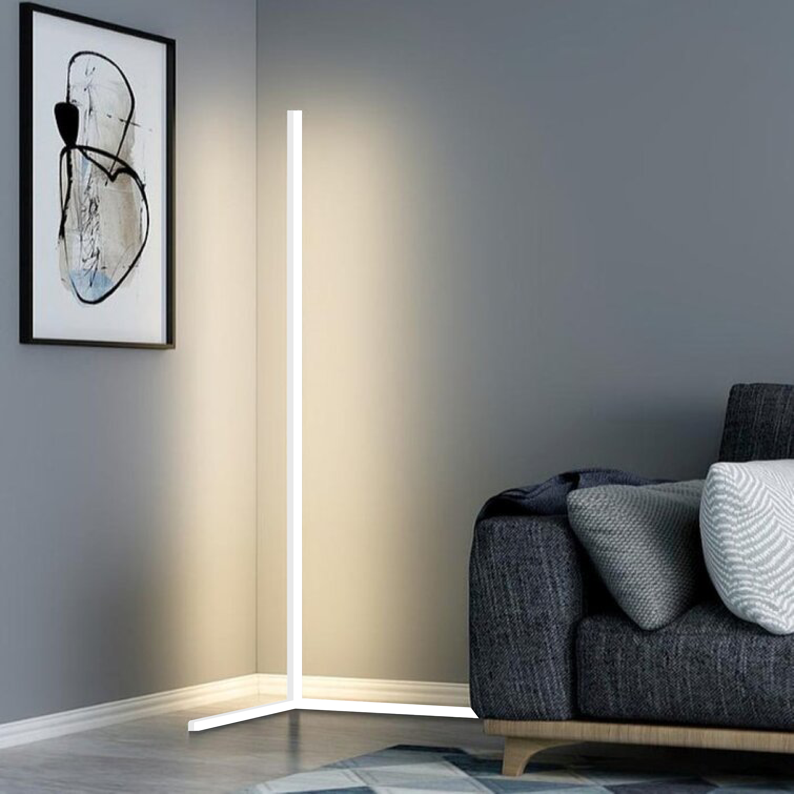 Maliben Modern Corner LED Floor Lamp – Space-Saving Minimalist Design with Soft...