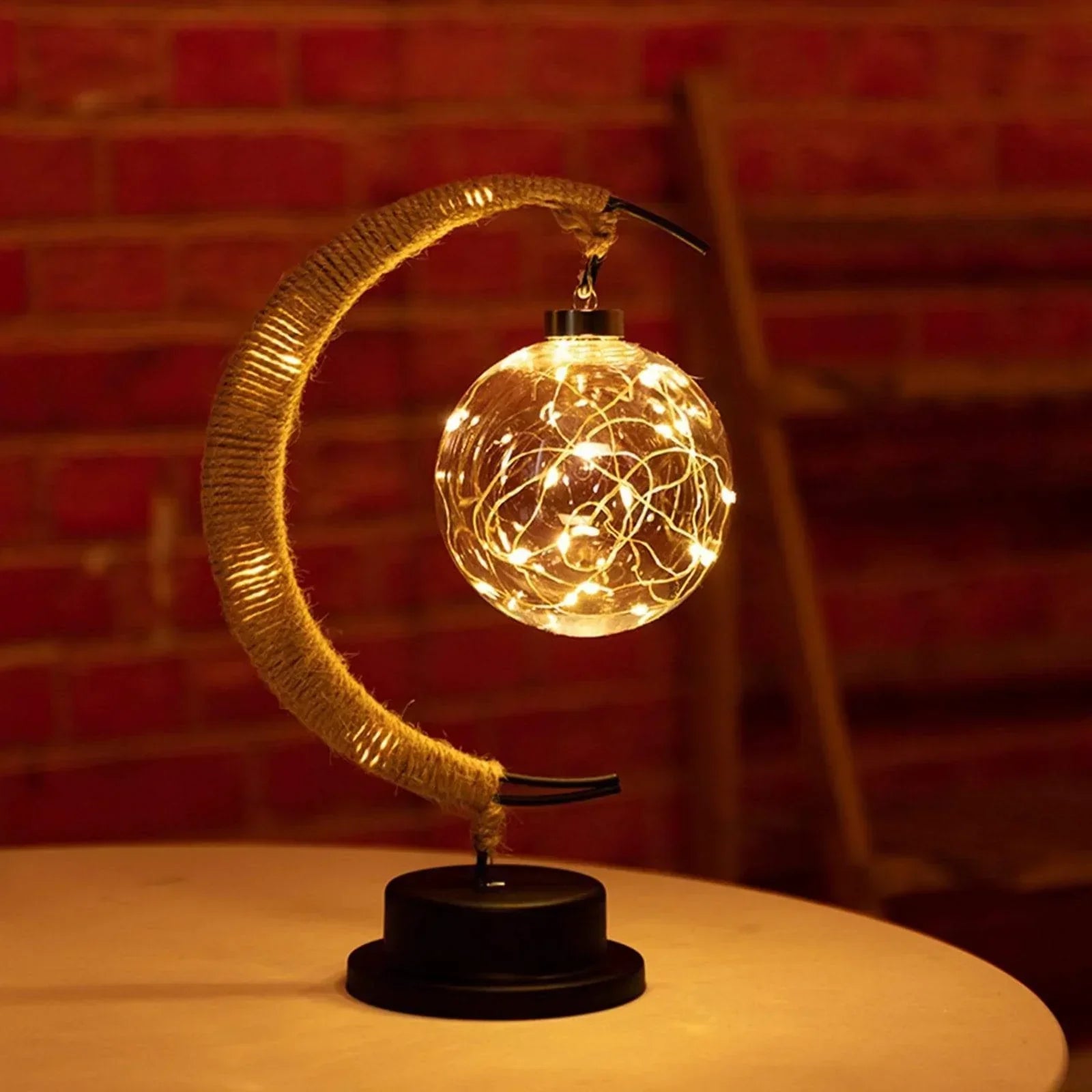 Maliben | Lunaglow - Luxury Table Lamp - Moon Crescent - Wicker Design - Elegant Lighting