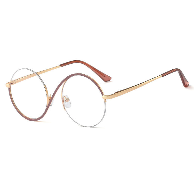 Maliben Cross Halbrand Round Glasses 95929