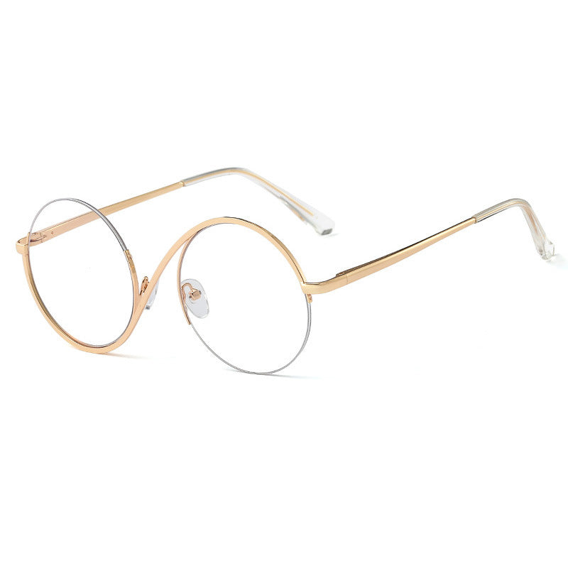 Maliben Cross Halbrand Round Glasses 95929