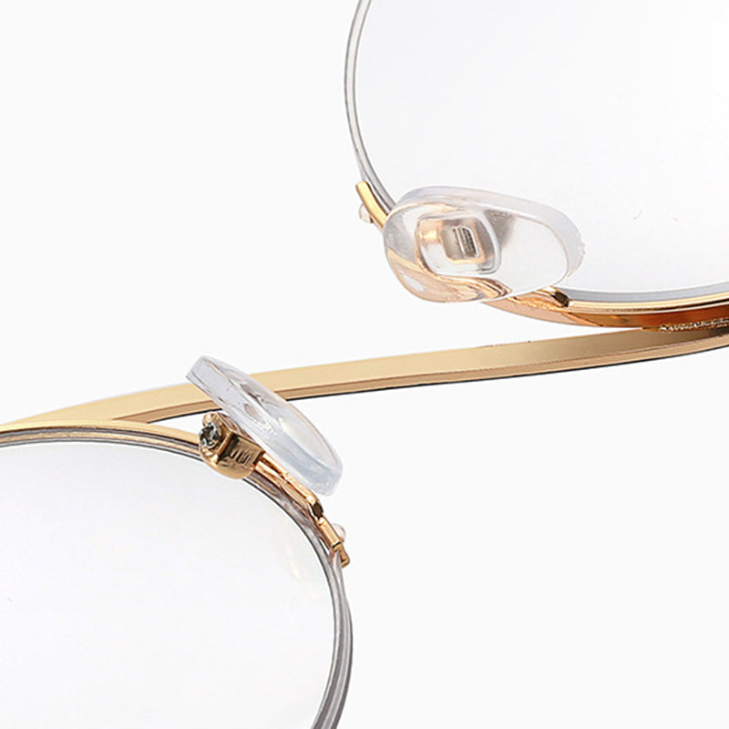 Maliben Cross Halbrand Round Glasses 95929