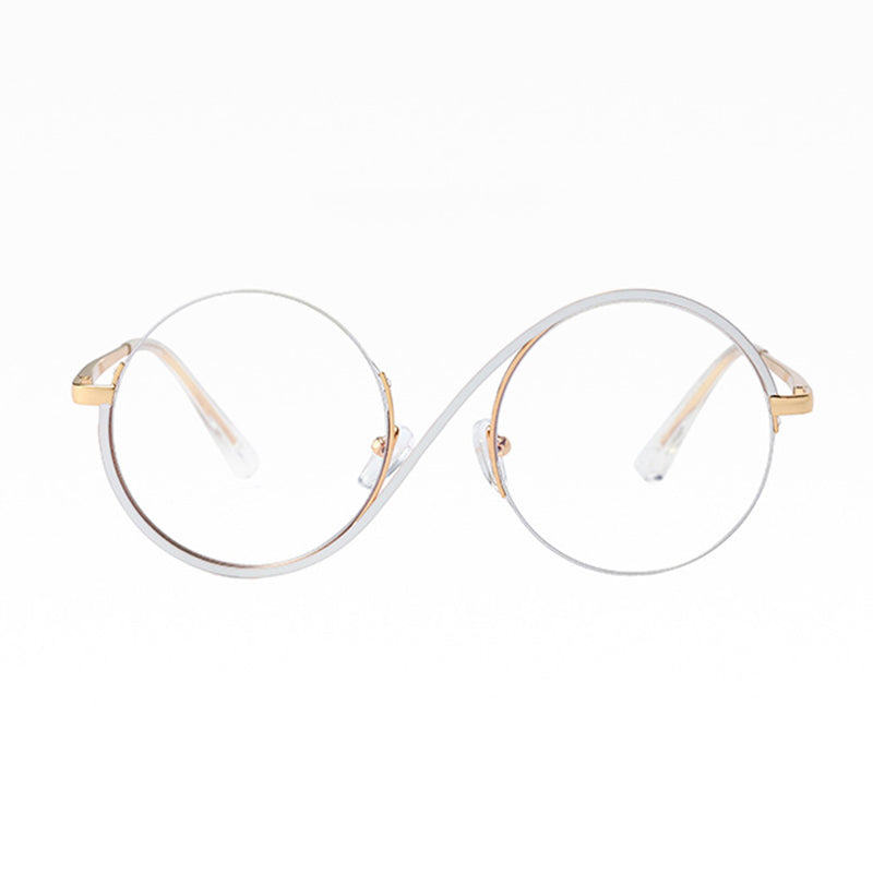 Maliben Cross Halbrand Round Glasses 95929