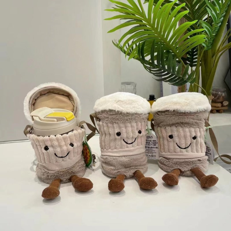 Maliben | Cute happy coffee cup holder plush bag