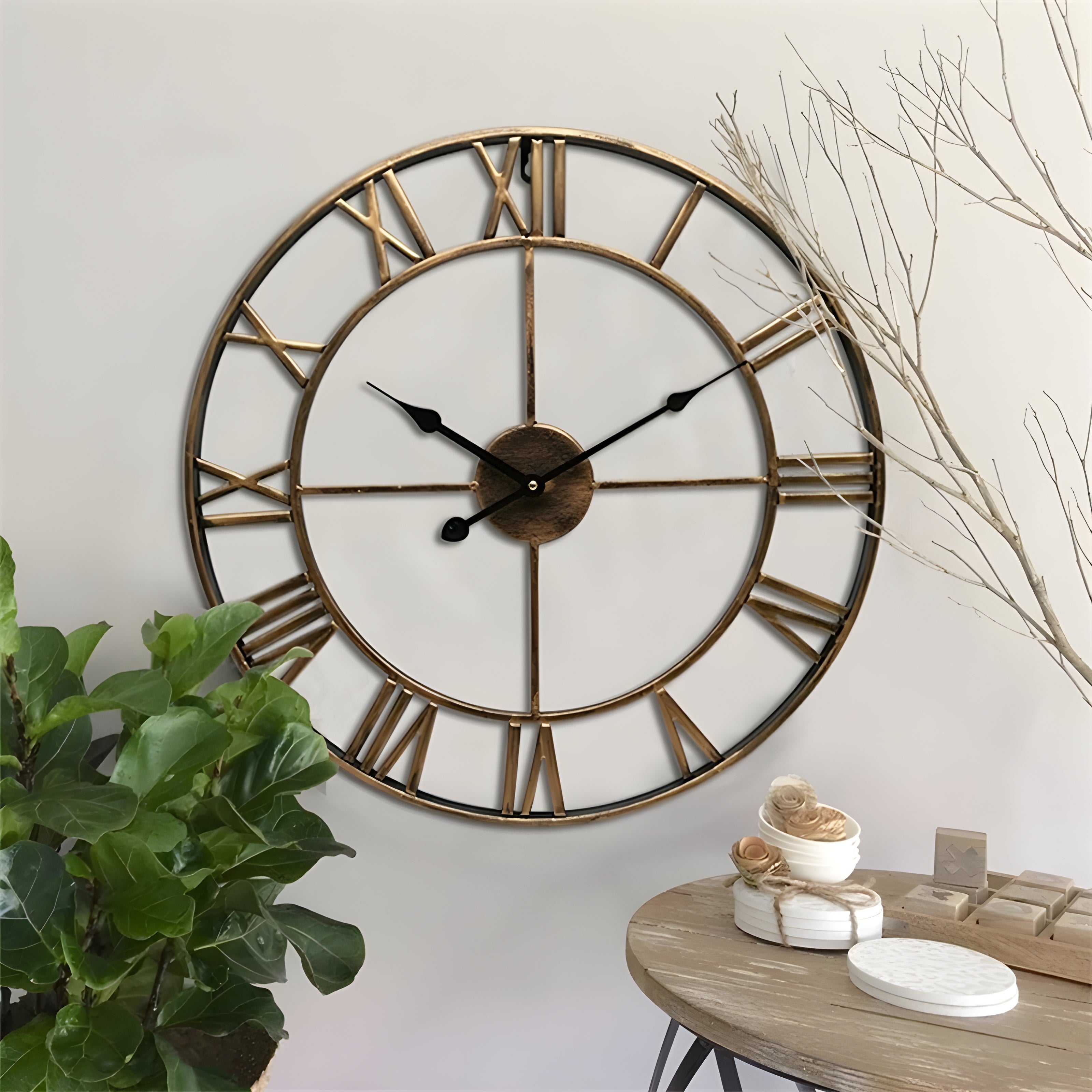 Maliben | Roman Numerals Iron Art Wall Clock