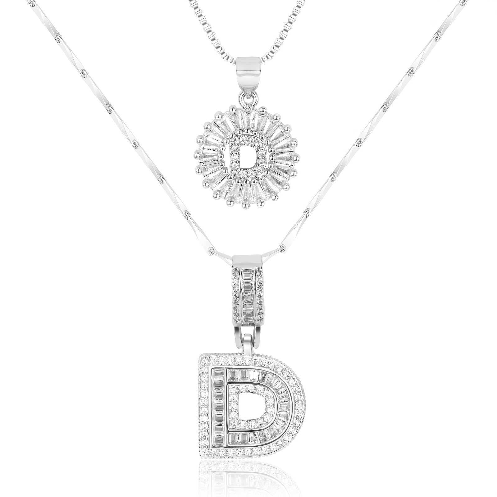 Maliben | 2pc 14k Diamond Letter Initial Necklaces